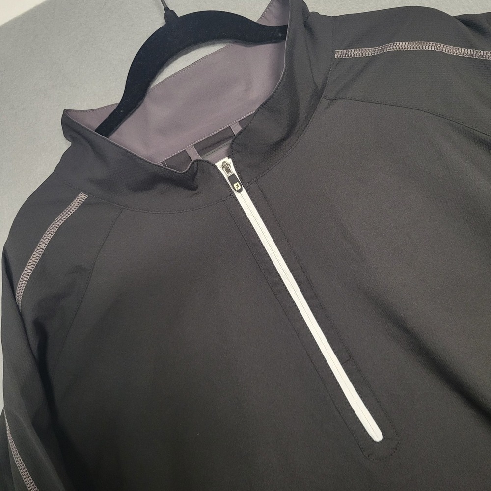 FootJoy Mens 2XL Black Grey 1/4 Zip Golf Windbreaker Pullover The Meadows Logo